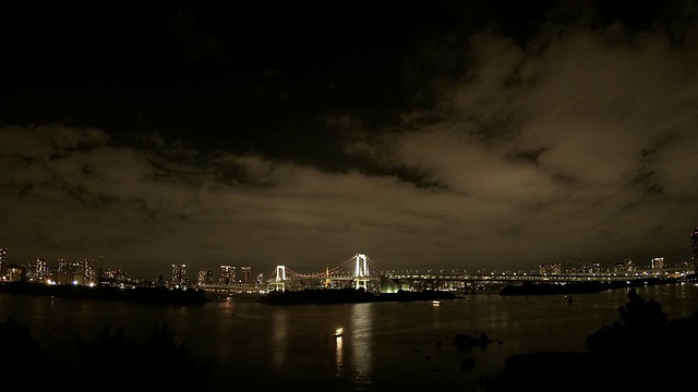 东京塔和彩虹桥点亮了夜晚的时光流逝视频素材