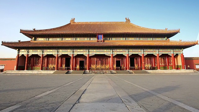 在中国北京的紫禁城向下倾斜。视频素材