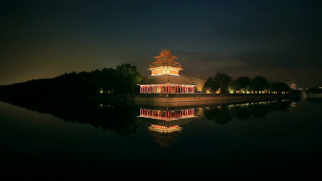 倾斜的护城河和皇宫在北京，中国。视频素材