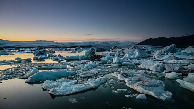 时间推移:冰岛Jokulsarlon冰川泻湖视频素材