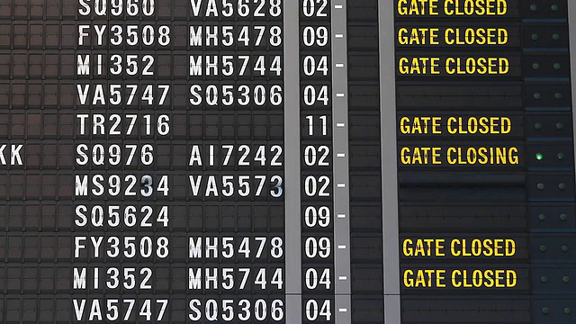 机场的航班信息板。视频下载