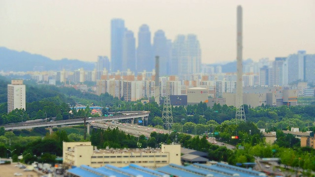 WS T/L城市景观与东埠高速公路Suseo地区/首尔，韩国视频素材