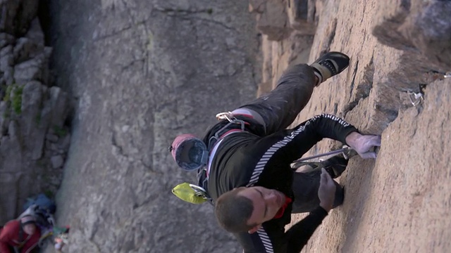 MS SLO MO男性攀岩者在攀岩/ Estes公园，科罗拉多州，美国视频素材