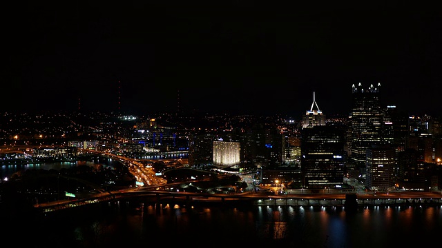 TL以上城市景观。晚上/美国，匹兹堡视频素材