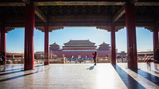 时间流逝的人在紫禁城，北京，中国。视频素材