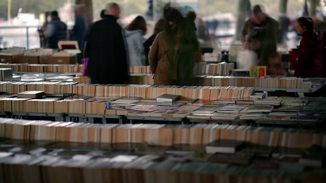 滑铁卢桥下的南岸图书市场收市视频下载