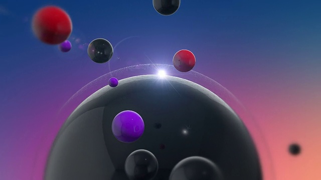旋转3D球体在彩色背景与镜头光晕视频下载