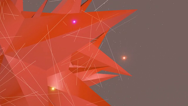 旋转橙色星星形状的3D物体与光轨迹视频下载