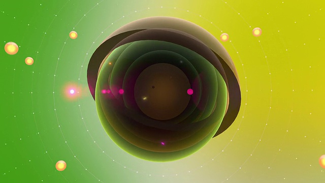 具有粒子效应的多个球的抽象截面视频下载