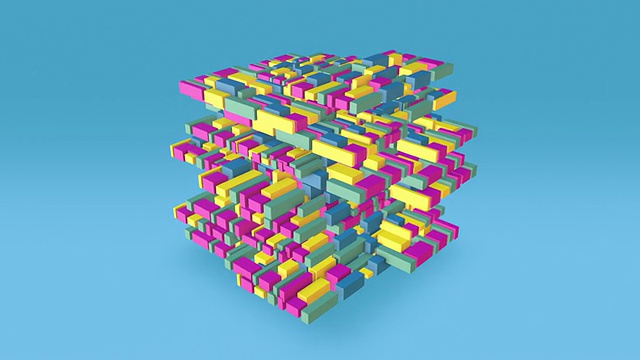 多色浮动块形式的大立方体形状视频下载