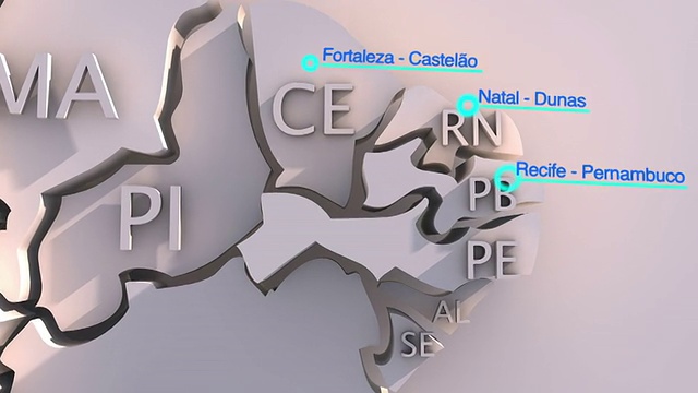 3D巴西地图动画与州视频素材