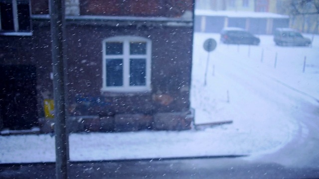 暴风雪。下雪,雪花。视频素材
