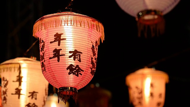 中国新年节日一个中国灯笼视频素材