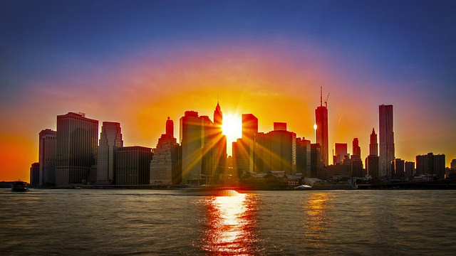 曼哈顿市中心。日落视频下载