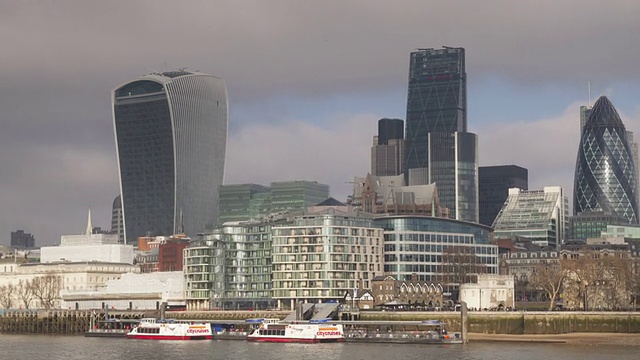 伦敦城和泰晤士河。视频素材