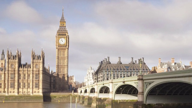 英国伦敦的威斯敏斯特宫和威斯敏斯特桥。视频素材