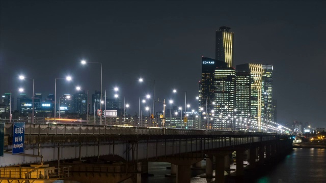 首尔国际金融中心的夜景视频素材