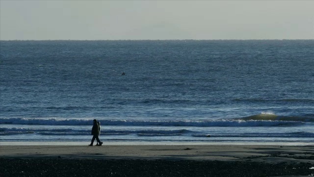 人们在Kkotjihaesuyokjang海滩和水面上散步的照片视频素材