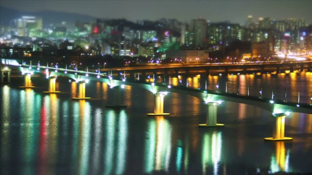 Dangsancheolgyo桥和hajeongdong的夜景视频素材