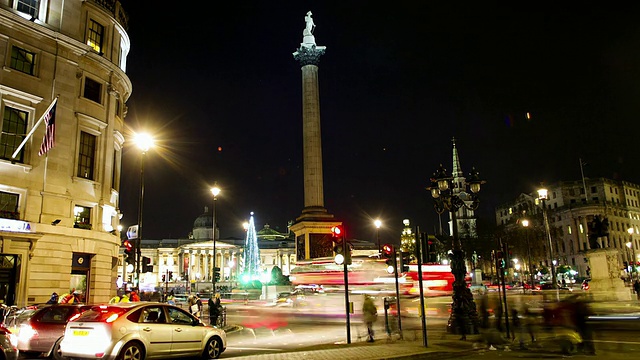 伦敦特拉法加广场交通的时间流逝视频下载