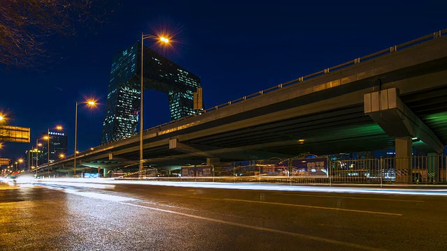 时光流逝——北京中央商务区建筑天际线，中国城市景观视频素材