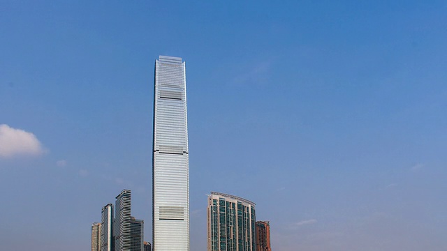 香港的天际线和现代办公大楼，时光流逝。视频下载