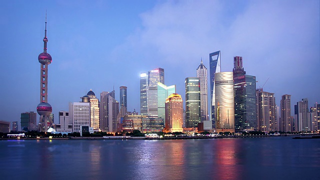 黄昏的上海天际线视频素材