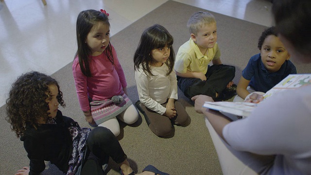 学龄前儿童在日托所学习。视频素材