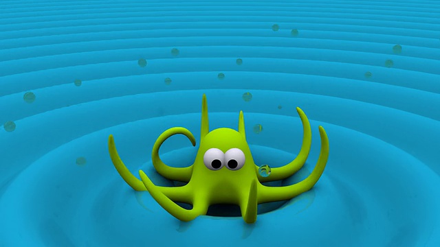 3D章鱼动画与泡泡视频下载
