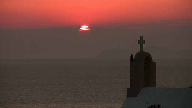 圣托里尼，希腊，日落时光流逝视频下载