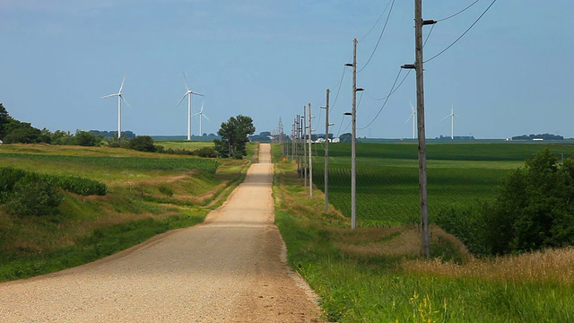 风力涡轮机乡村公路视频下载