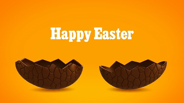 复活节快乐-巧克力蛋裂开，橙色BG视频下载
