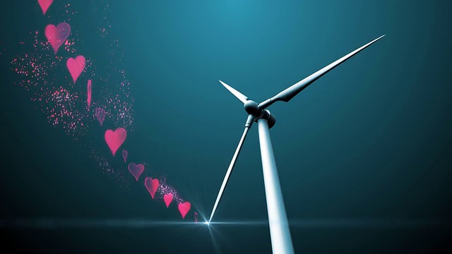 风力涡轮机和心脏符号视频素材