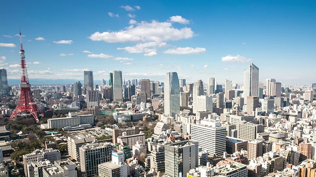 高清延时:鸟瞰图东京塔日本视频素材