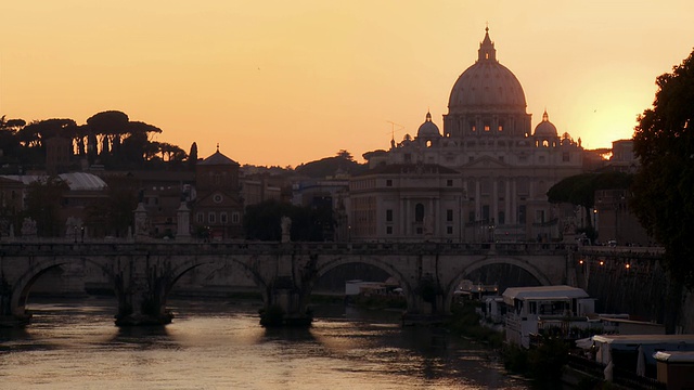日落罗马的圣彼得大教堂视频下载