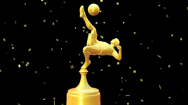 动画黄金足球奖杯3D视频下载