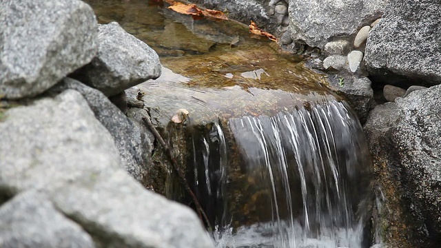 小溪有瀑布和秋叶视频素材