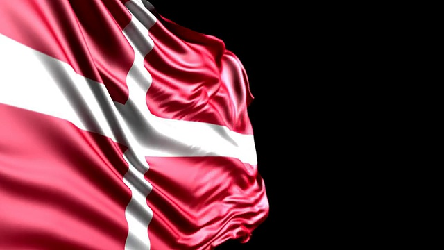 丹麦旗帜HD, PAL, NTSC, alpha包括，循环视频素材