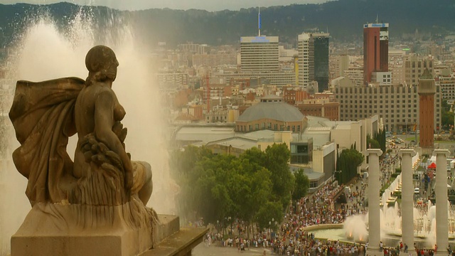 巴塞罗那城市景观西班牙广场视频下载