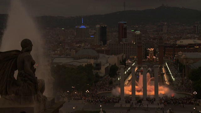 巴塞罗那夜景西班牙广场视频下载
