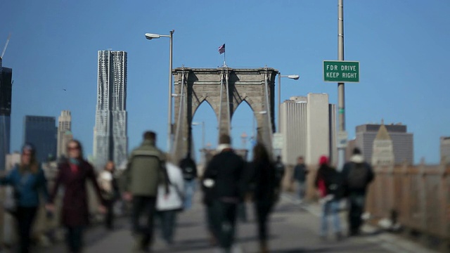 纽约布鲁克林大桥(倾斜镜头)视频下载