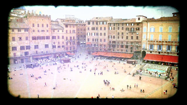 旧电影-意大利锡耶纳的坎波广场。HD视频下载