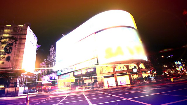 皮卡迪利广场夜晚时光流逝。高清视频素材