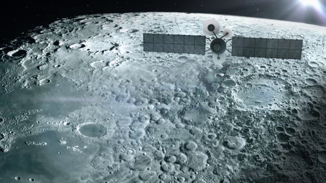 月球轨道上的卫星。视频素材