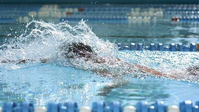 高清慢动作:年轻人游泳前爬泳视频素材