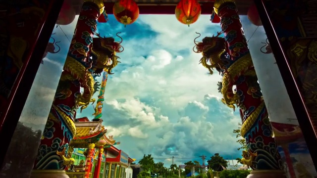 中国神龙庙，多莉拍摄视频素材