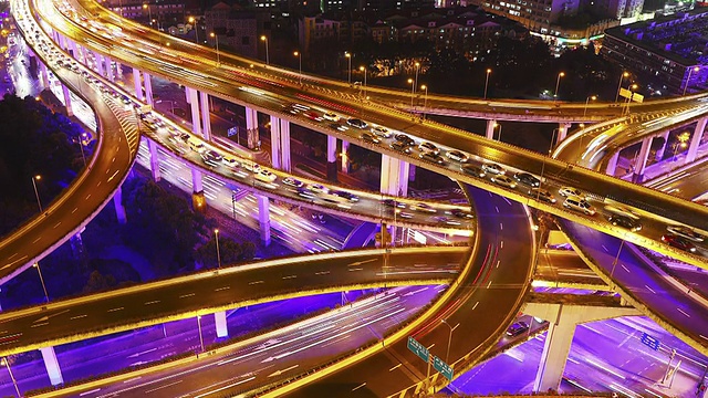 时光流逝——上海公路夜景(平移)视频素材