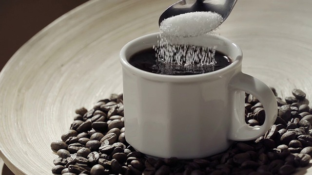 糖和黑咖啡视频素材