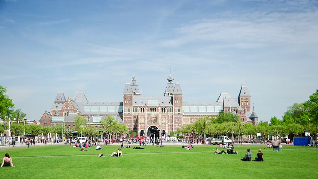 时间流逝:Museumplein和阿姆斯特丹国立博物馆视频素材