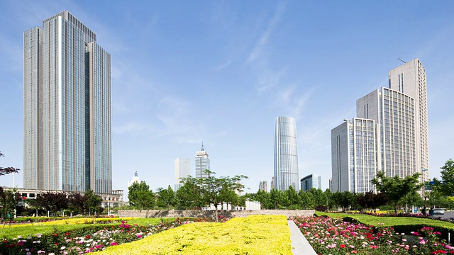 天津的现代建筑和城市天际线，超延时视频素材
